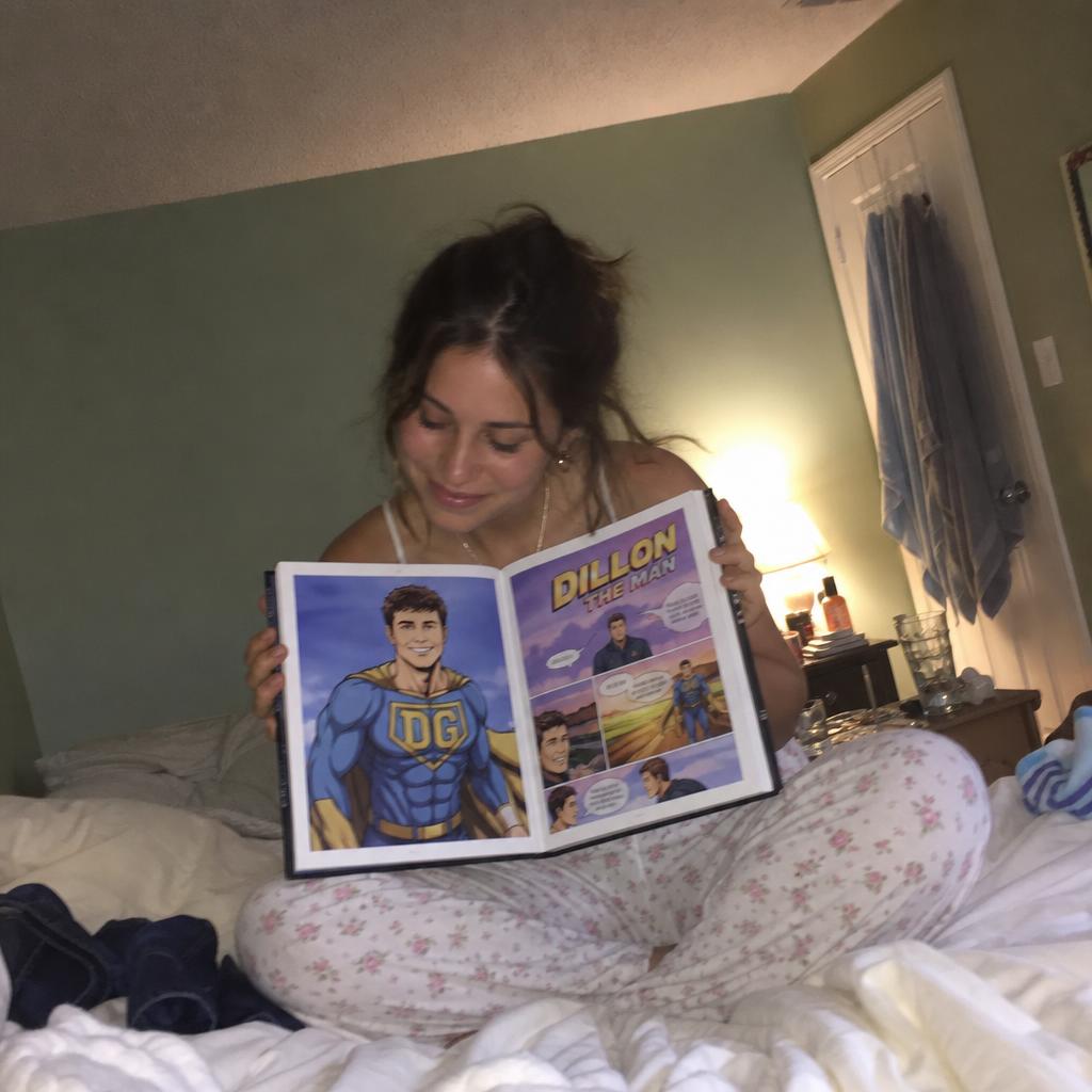 Sarah K. with their custom comic