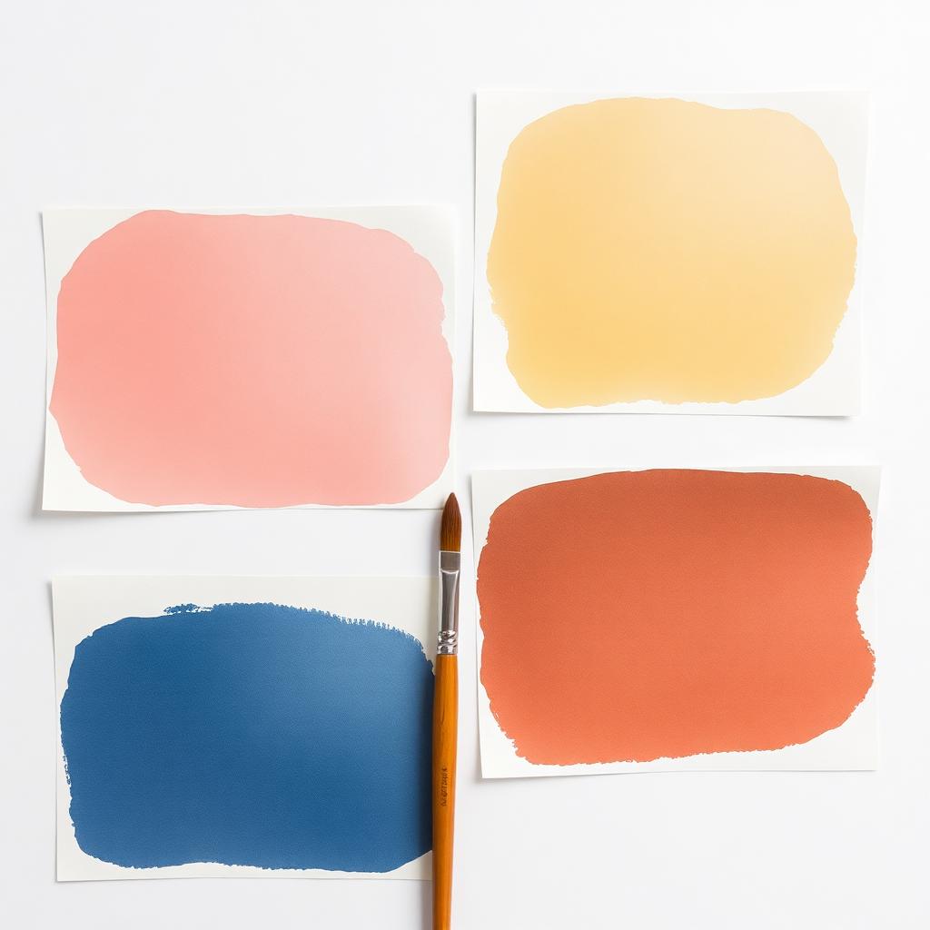 Four open comic books in different art styles fanned out on a white surface.